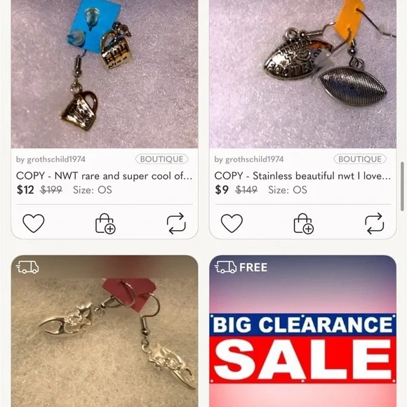 Rare gorgeous handmade jewelry earrings similar to modern streetwear -   NWT ❤️ - Picture 12 of 13